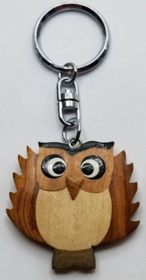 Wooden Owl Keyring