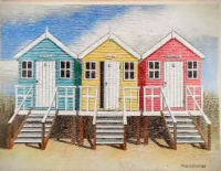 Driftwood Postcard - Beach Huts